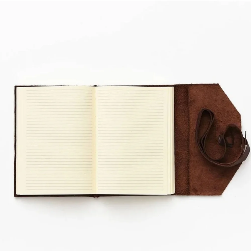 ❤️BUY 2 GET 1 FREE Wrap Soft Brown Italian Leather Journal Lace Up Tie, Lined